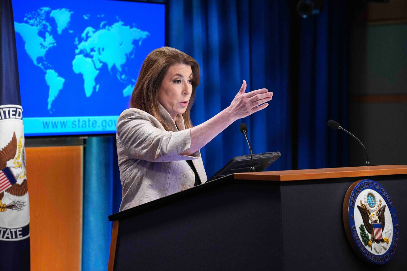Tammy Bruce, the U.S. State Department spokeswoman, holds a daily press briefing on March 6, 2025. Credit: Freddie Everett/U.S. State Department.