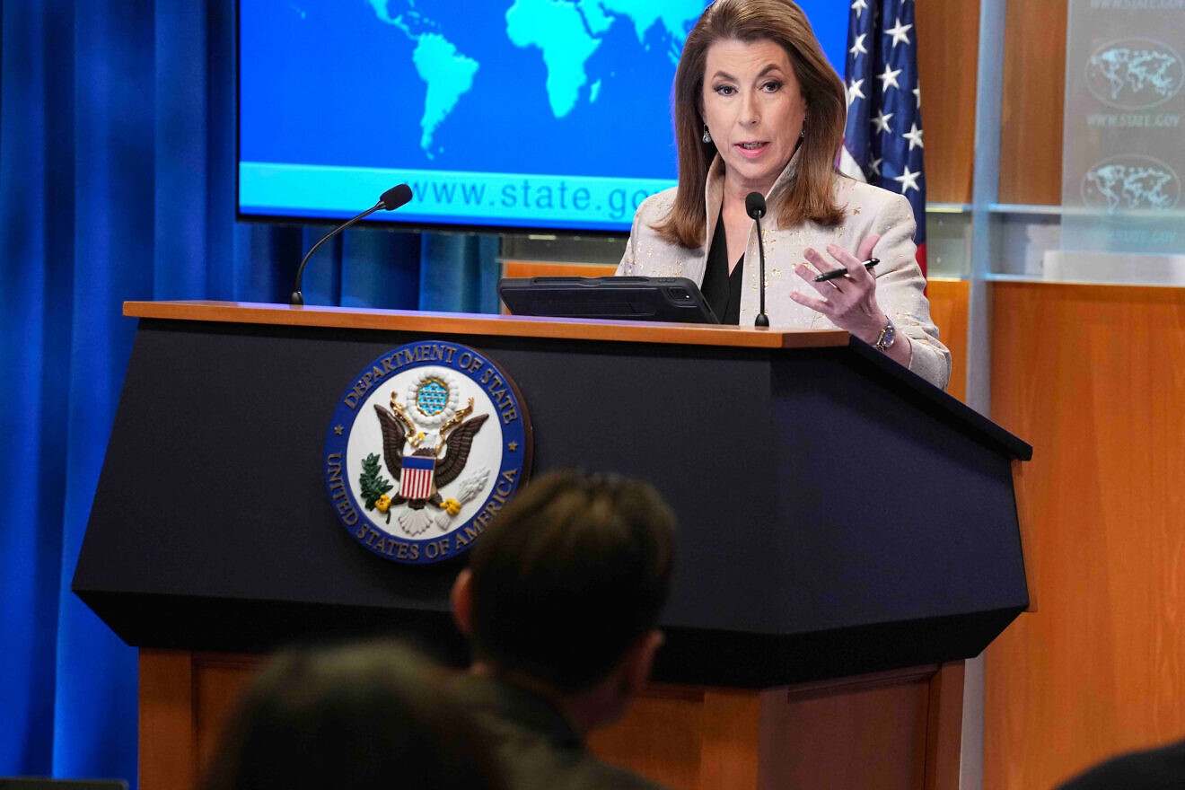 Tammy Bruce, the U.S. State Department spokeswoman, holds a daily press briefing on March 6, 2025. Credit: Freddie Everett/U.S. State Department.