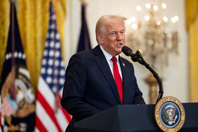 U.S. President Donald Trump attends an event celebrating Women’s History Month at the White House, March 26, 2025. Credit: Daniel Torok/White House.