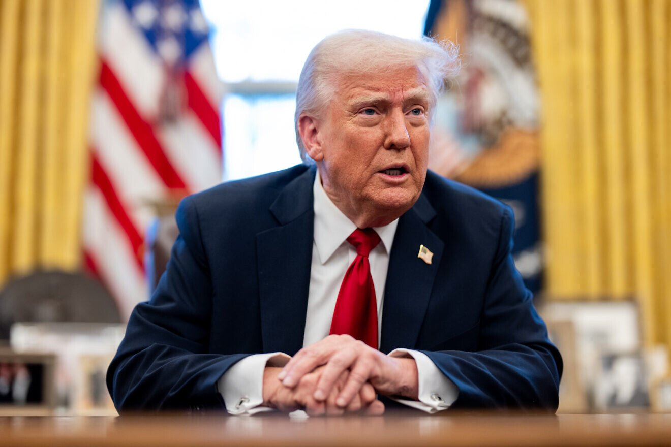 U.S. President Donald Trump announces tariffs on auto imports in the Oval Office, March 26, 2025. Credit: Molly Riley/White House.