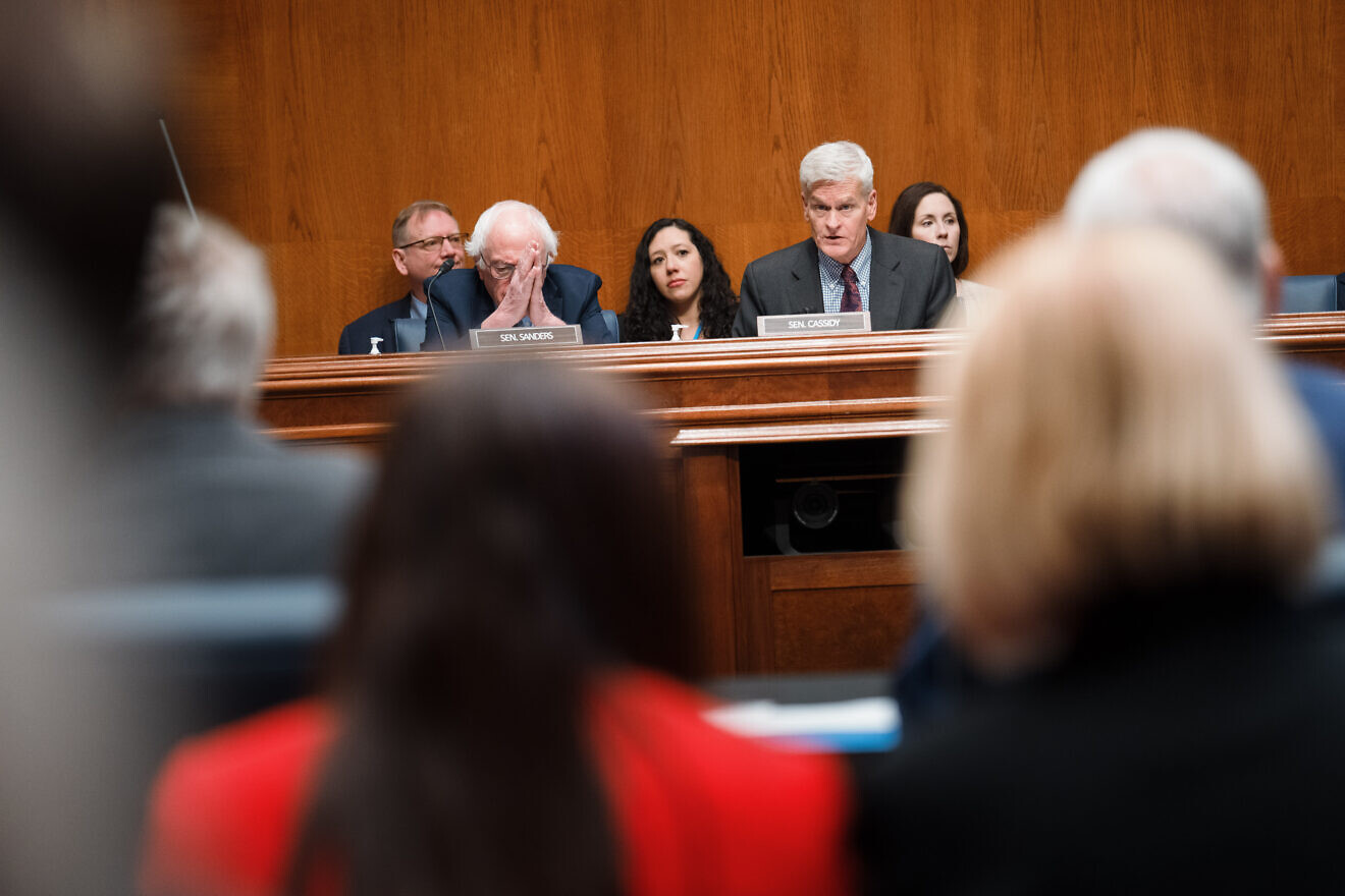 Sen. Bill Cassidy (R-La.), chair, and Sen. Bernie Sanders (I-Vt.), ranking member, at a hearing on "Antisemitic Disruptions on Campus" of the Senate Committee on Health, Education, Labor and Pensions, March 27, 2025. Credit: Ryan Donnell/U.S. Senate Photographic Services.
