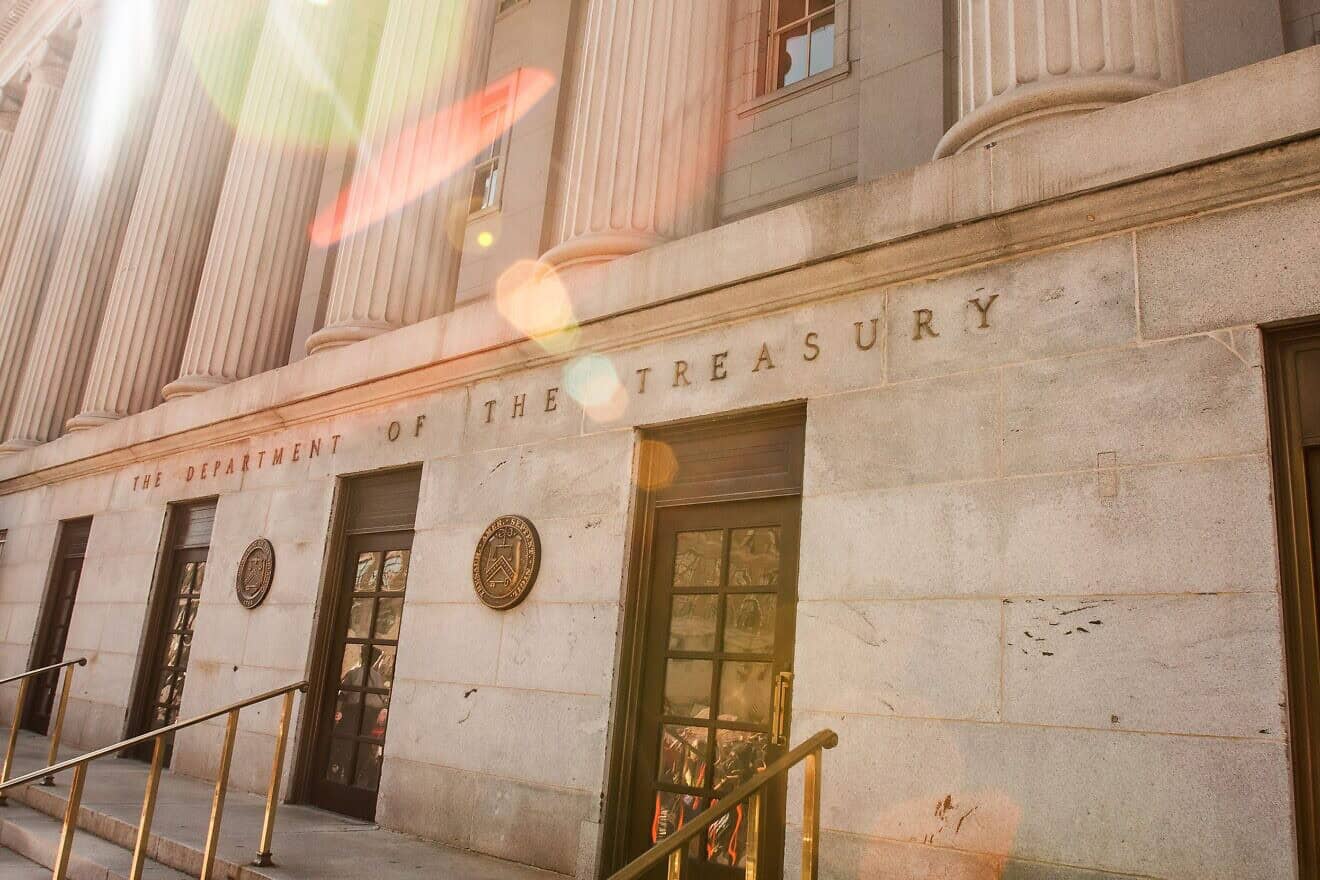 Front entrance of the U.S. Department of the Treasury. Credit: U.S. Department of the Treasury via Wikimedia Commons.