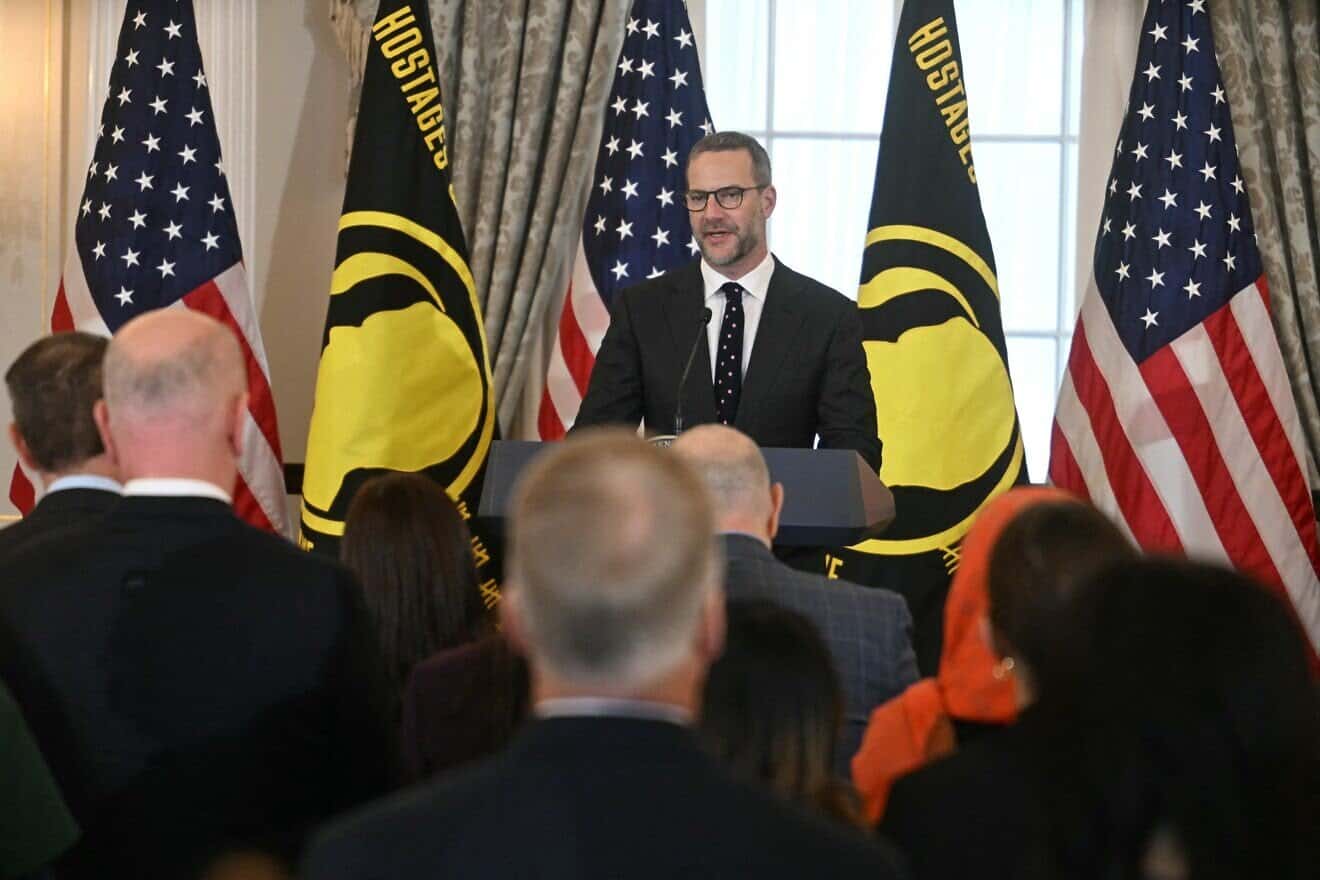 Adam Boehler, the U.S. envoy for hostage affairs, speaks at the U.S. State Department, on March 6, 2025. Photo by Jim Watson/AFP via Getty Images.