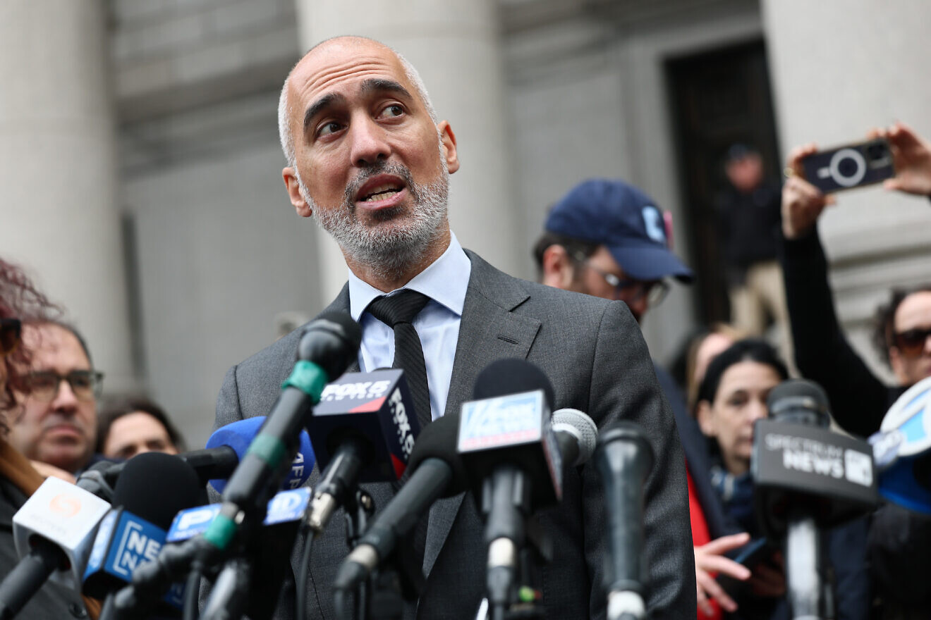 Ramzi Kassem, attorney for Mahmoud Khalil and founding director of the Creating Law Enforcement Accountability & Responsibility project, speaks after a hearing in Manhattan, on March 12, 2025. Photo by Michael M. Santiago/Getty Images.