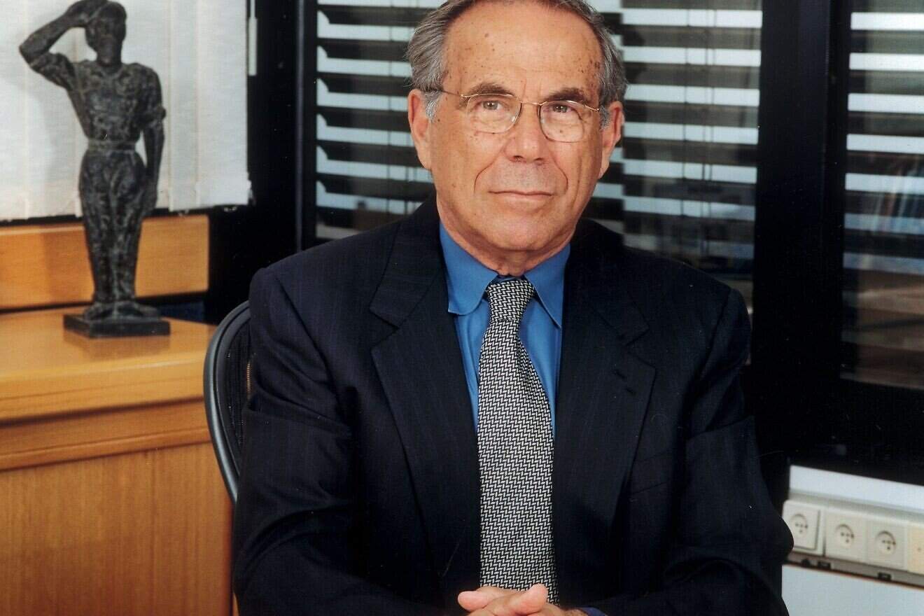 Israeli industrialist Stef Wertheimer in his office at Iscar Metalworking in the Teffen industrial zone in Israel's Western Galilee. Credit: ISCAR/Getty Images.
