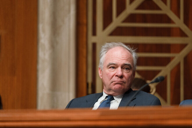 Sen. Tim Kaine (D-Va.) at a Senate Committee on Health, Education, Labor and Pensions' hearing on "Antisemitic Disruptions on Campus" in Washington, D.C., on March 27, 2025. Credit: Ryan Donnell/U.S. Senate Photographic Services.