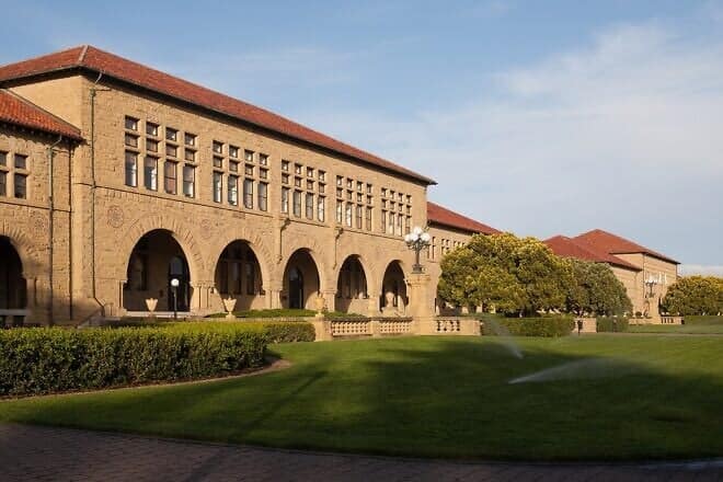 Wallenberg Hall on the Stanford University Main Quad in Palo Alto, Calif., May 2011. Credit: King of Hearts via Wikimedia Commons.