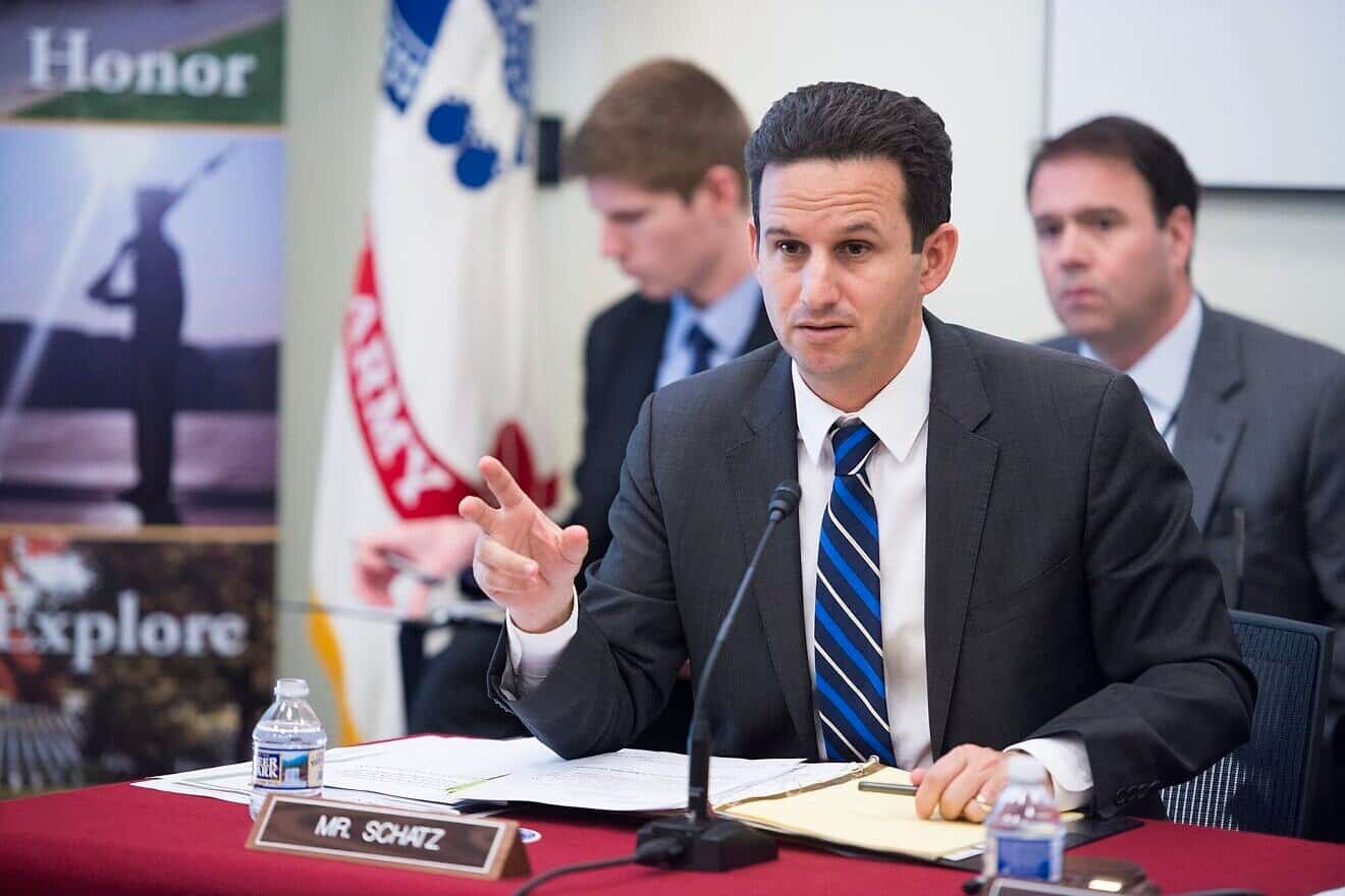 Sen. Brian Schatz (D-Hawaii) participates in a field hearing conducted by the U.S. Senate Subcommittee on Military Construction, Veterans Affairs and Related Agencies at Arlington National Cemetery in Arlington, Va., March 29, 2017. Credit: U.S. Army/Rachel Larue via Wikimedia Commons.