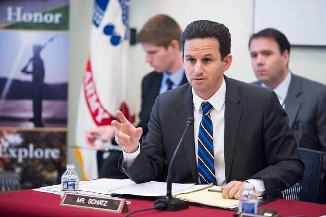 Sen. Brian Schatz (D-Hawaii) participates in a field hearing conducted by the U.S. Senate Subcommittee on Military Construction, Veterans Affairs and Related Agencies at Arlington National Cemetery in Arlington, Va., March 29, 2017. Credit: U.S. Army/Rachel Larue via Wikimedia Commons.