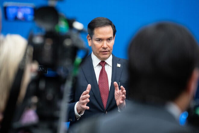 U.S. Secretary of State Marco Rubio holds a press availability in Brussels, Belgium, April 4, 2025. Credit: Freddie Everett/U.S. State Department.
