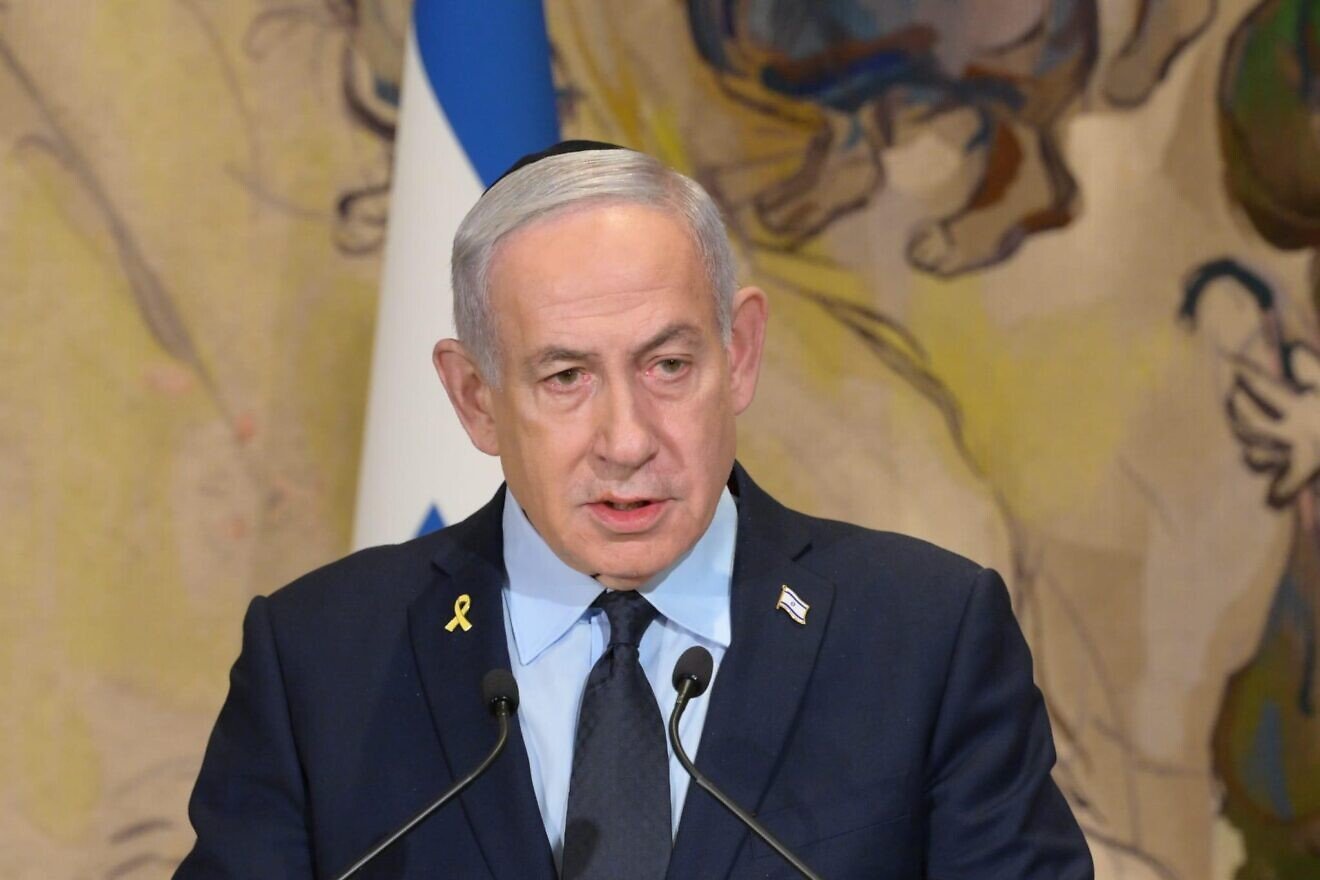Israeli Prime Minister Benjamin Netanyahu at the Unto Every Person There is a Name ceremony in the Knesset on Holocaust Martyrs' and Heroes' Remembrance Day, April 24, 2025. Photo by Amos Ben-Gershom/GPO.