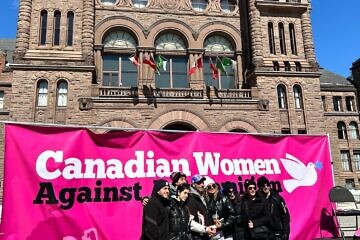 Canadian Women Against Antisemitism hold a rally in Toronto on March 25, 2024. Credit: Canadian FSWC.