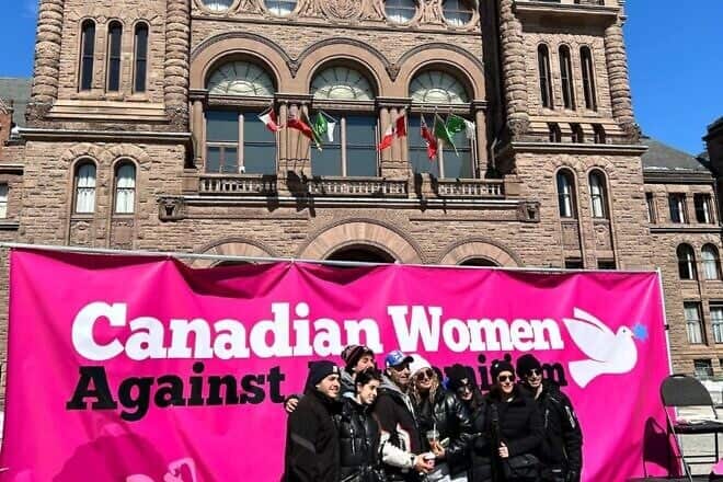 Canadian Women Against Antisemitism hold a rally in Toronto on March 25, 2024. Credit: Canadian FSWC.
