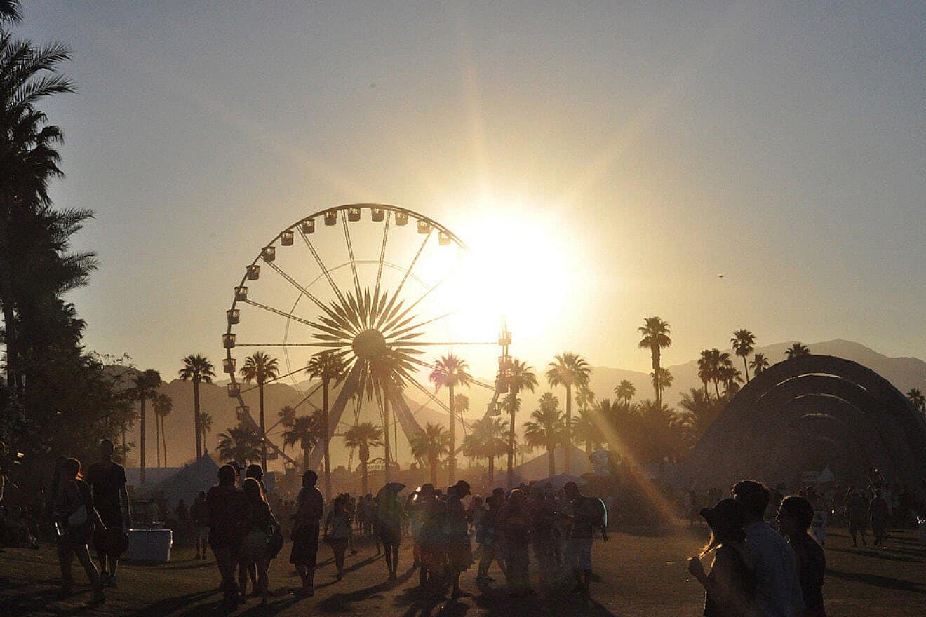 Sunset over Coachella music festival in 2012. Credit: Jason  Persse via Wikimedia Commons.