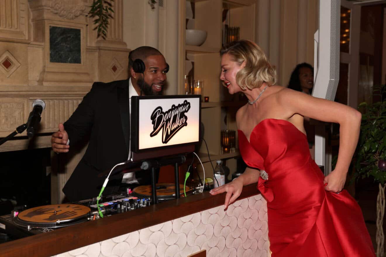 DJ Benjamin Walker and actress Katherine Heigl attend the 2024 Netflix Primetime Emmys after party in Los Angeles on Jan. 15, 2024. Photo by Natasha Campos/Getty Images for Netflix.
