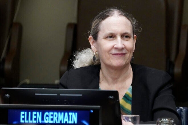 Ellen Germain, U.S. special envoy on Holocaust Issues listens during a panel before “The U.S. and the Holocaust” screening at United Nations in New York City on Feb. 9, 2023. Photo by John Lamparski/Getty Images.