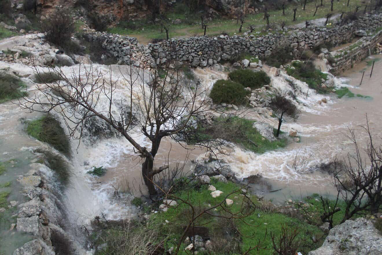 View of the flooded Solomon's Pools, southwest of Bethlehem in Judea, due to heavy rain, March 1, 2012. Photo by Gershon Elinson/Flash90.