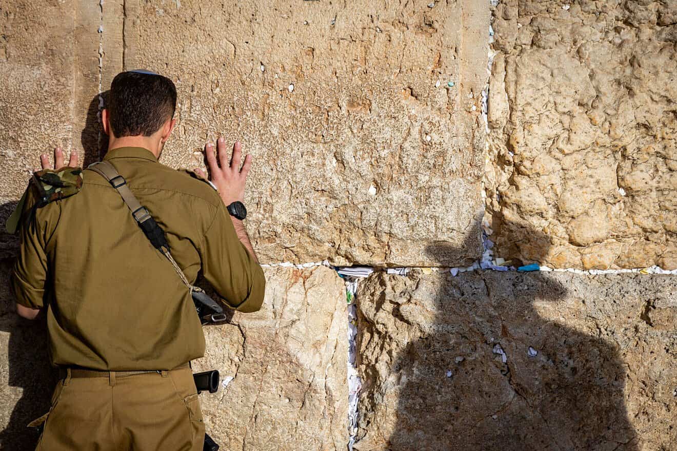 Israeli soldiers and haredi Jews at the Western Wall on Jan. 19, 2025. Photo by Noam Revkin Fenton/Flash90.