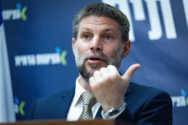 Finance Minister and head of the Religious Zionist Party Bezalel Smotrich leads a faction meeting at the Knesset, the Israeli parliament in Jerusalem, March 17, 2025. Photo by Yonatan Sindel/Flash90.