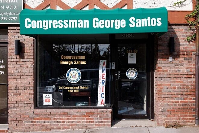 Office of former New York Sen. George Santos, in Douglaston, N.Y., on Nov. 8, 2023. Credit: D. Benjamin Miller via Wikimedia Commons.