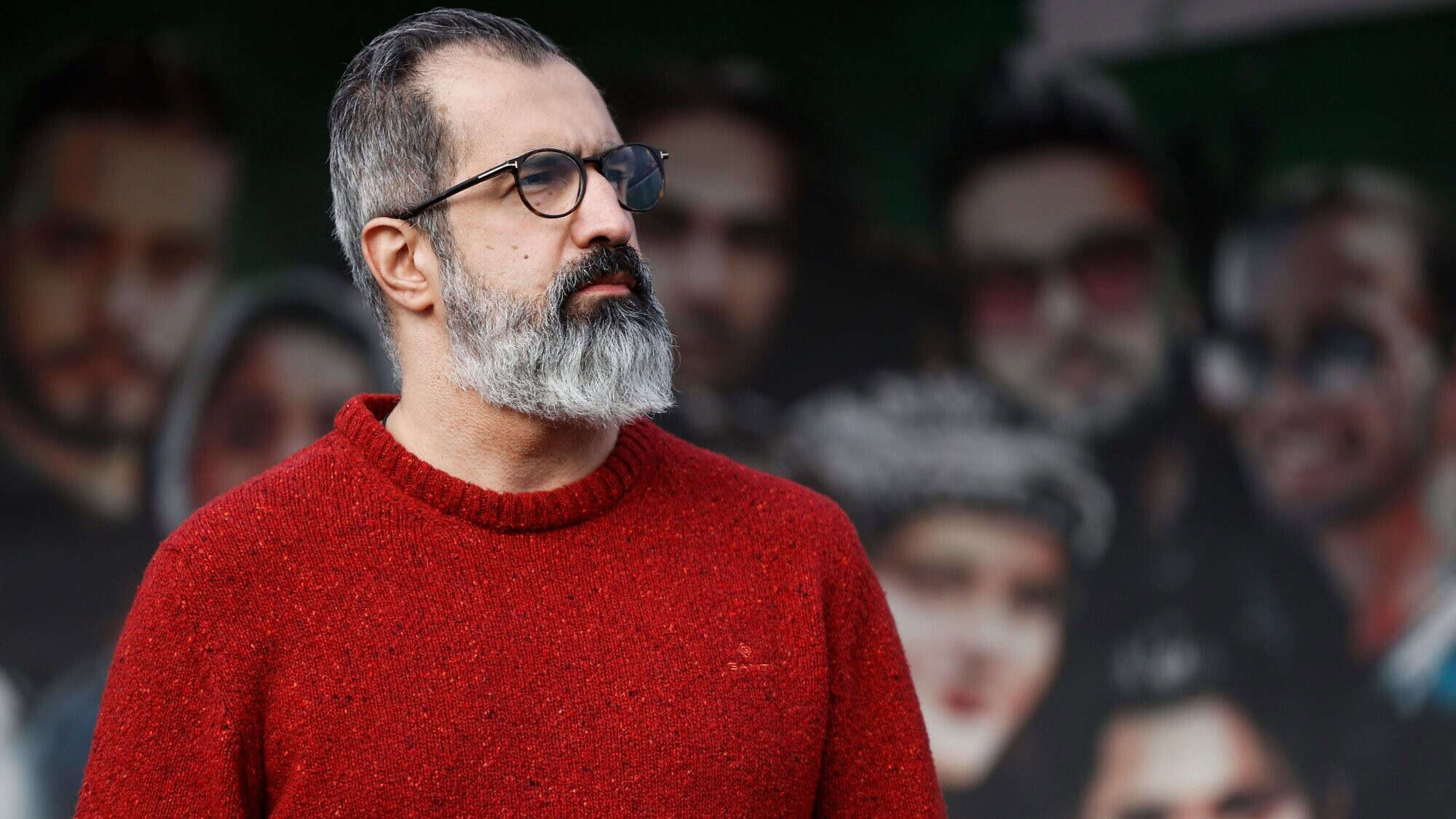 Swedish Parliament member Alireza Akhondi looks on during an opposition rally in solidarity with Iranian people on the 44th anniversary of the Islamic Revolution, in Paris, on Feb. 11, 2023. Photo by Geoffroy Van Der Hasselt/AFP via Getty Images.