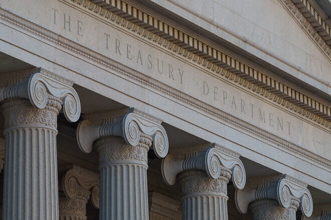 The Treasury Building in Washington, D.C., Jan. 3, 2024. Photo by J.David Ake/Getty Images.