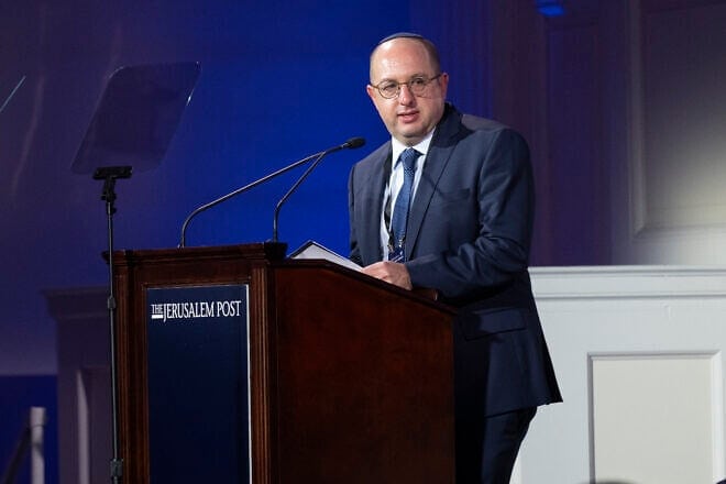 Zvika Klein, editor-in-chief of "The Jerusalem Post," speaks during the newspaper's conference in New York, June 3, 2024. Photo by Noam Galai/Getty Images.