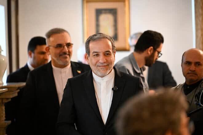 Iran's Foreign Minister Abbas Araghchi arrives to talk with journalists at the Iranian Ambassador's residence in Lisbon, Portugal on Nov. 27, 2024. Photo by Horacio Villalobos#Corbis/Corbis via Getty Images.