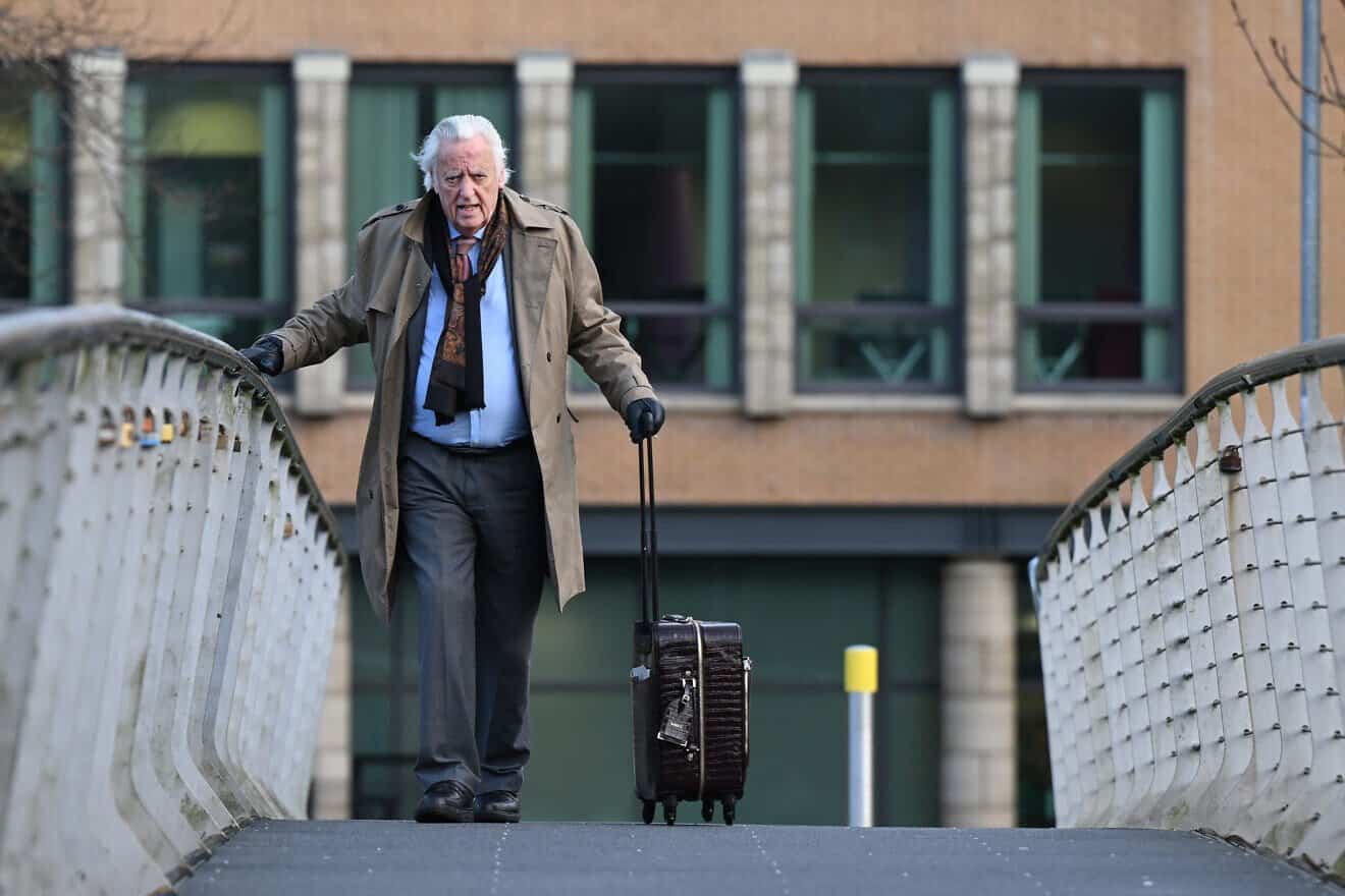 Michael Mansfield KC makes his way into the Omagh Inquiry on Feb. 4, 2025 in Omagh, Northern Ireland. Photo by Charles McQuillan/Getty Images.