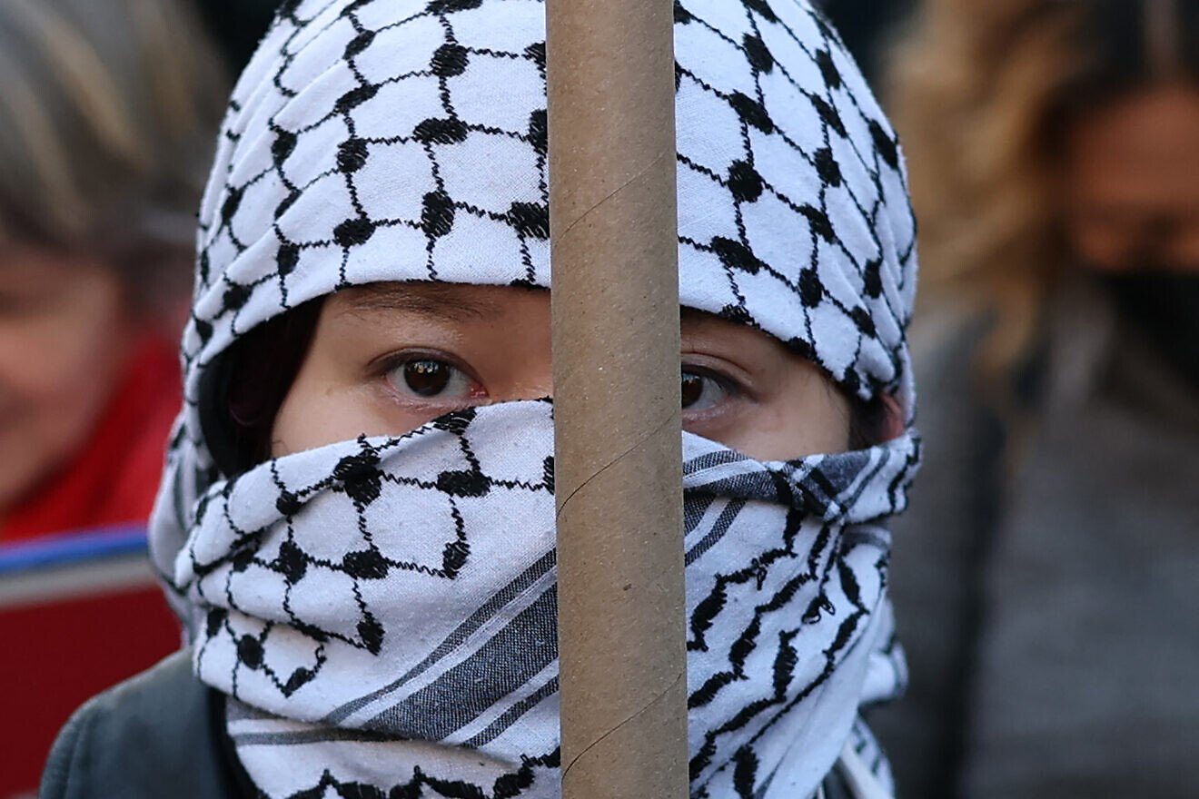 Anti-Israel protesters demonstrate in Lower Manhattan in New York City on March 10, 2025. Photo by Timothy A. Clary/AFP via Getty Images.
