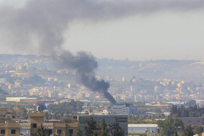 Smoke rises from the site of a reported Israeli strike in Ghazieh, near Sidon, Lebanon, on April 18, 2025. Photo by Mahmoud Zayyat/AFP via Getty Images.