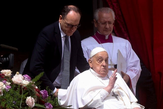 Pope Francis attends the Urbi et Orbi Message to the World at the central Loggia of St. Peter's Basilica, on April 20, 2025 in Vatican City, Vatican. Photo by Alessandra Benedetti - Corbis/Corbis via Getty Images.