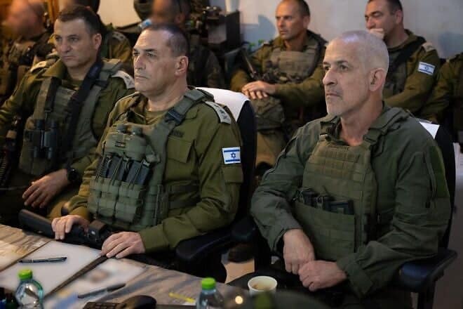 IDF Chief of Staff Lt. Gen. Eyal Zamir (left) and Israel Security Agency (Shin Bet) director Ronen Bar during a visit to the Gaza Strip, April 2, 2025. Credit: IDF.