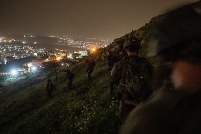 Israel Defense Forces soldiers operate in Nablus (Shechem) in central Samaria, April 8, 2025. Credit: IDF.
