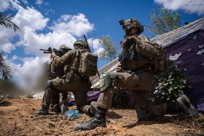 Israeli forces operating in Gaza in an IDF photo published on April 21, 2025.