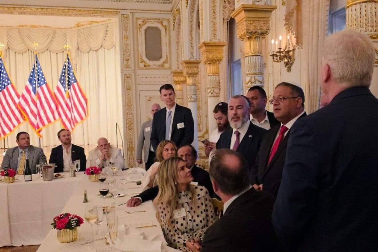 Israeli National Security Minister Itamar Ben-Gvir meets with senior members of the Republican Party at U.S. President Donald Trump's Mar-a-Lago estate in Palm Beach, Fla., April 22, 2025. Credit: Itamar Ben-Gvir/X.