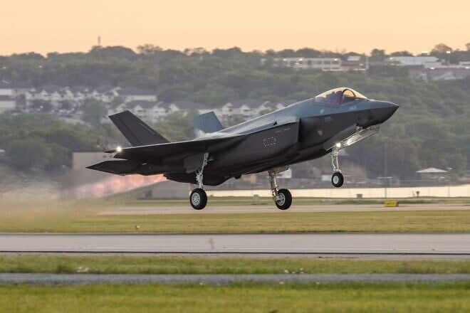 A Lockheed Martin F-35i "Adir" fighter aircraft at the Netavim Airbase in southern Israel, April 25, 2025. Credit: Israel Defense Forces.