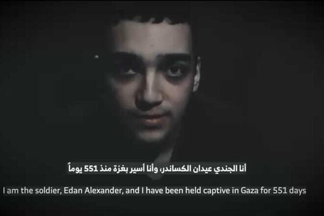 Hamas releases a propaganda video showing signs of life from hostage Edan Alexander, April 12, 2025. Source: Screenshot.