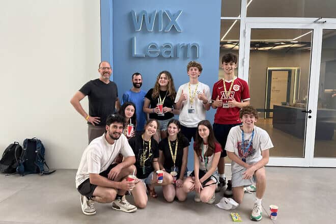Alexander Muss High School Entrepreneurship students outside the Wix office in Israel. Credit: Courtesy.