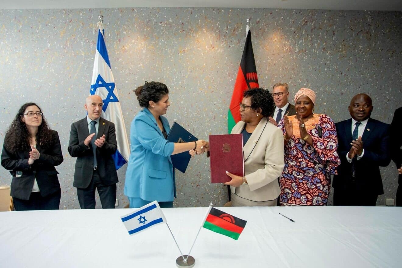 Israeli Deputy Foreign Minister Sharren Haskel meets with Malawi Foreign Minister Nancy Tembo on an official visit to the African nation, April 7, 2025. Credit: Courtesy.