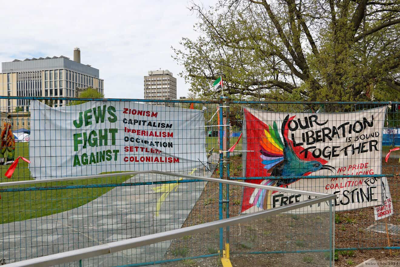 Jewish and gay groups join anti-Israel protests  at the University of Toronto Credit: Can Pac Swire via Wikimedia Commons.