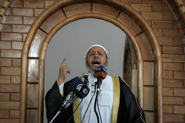 Senior Hamas leader Khalil al-Hayya, gives a speech during Friday prayers in Rafah, the southern Gaza Strip, on June 12, 2015. Photo by Abed Rahim Khatib/Flash90.