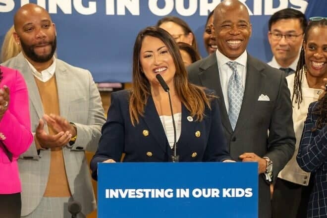 New York City Mayor Eric Adams appoints Melissa Aviles-Ramos public schools chancellor in New York City, Nov. 22, 2024. Credit: Flickr/New York City Public Schools Press Office via Wikimedia Commons.