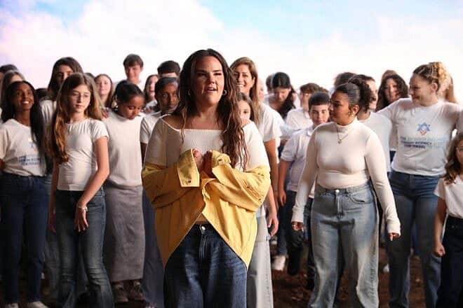 A still image from the Jewish Agency for a new rendition of the iconic song “Chai” by Netta Barzilai. Credit: Michal Sela for the Jewish Agency.
