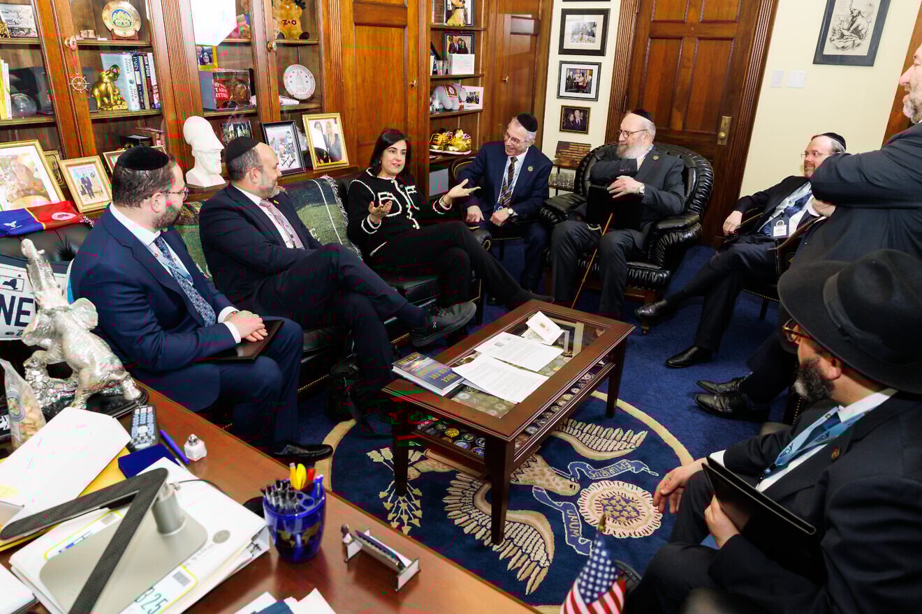 Rep. Nicole Malliotakis (R-N.Y.) meets with Agudath Israel of America members during its Mission to Washington on April 2, 2025. Credit: Moshe Gershbaum/Agudah.