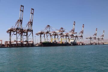 The Port of Shahid Rajaee, Iran's largest, on the Strait of Hormuz, Jan. 27, 2020. Credit: Fars Media Corporation via Wikimedia Commons.