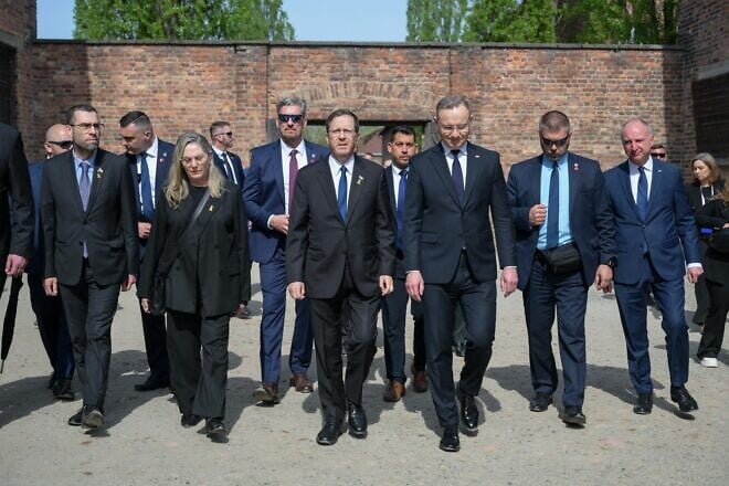 Israeli President Isaac Herzog at the annual March of the Living program in Poland, April 24, 2025. Photo by Maayan Toaf/GPO.