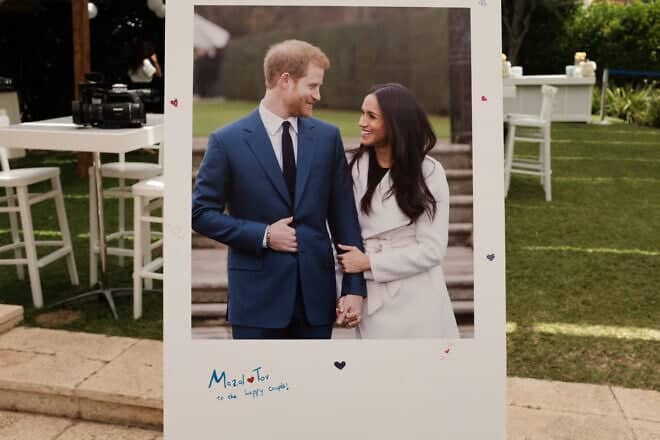 People celebrate the marriage ceremony of Prince Harry and Meagan Merkel as it is screened live from England, at the British ambassador's home in Ramat Gan, Israel, on May 19, 2018. Photo by Tomer Neuberg/Flash90.