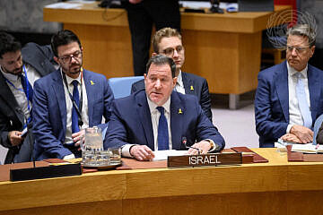 Jonathan Miller, deputy Israeli envoy to the United Nations, addresses the U.N. Security Council meeting on the situation in the Middle East, on April 29, 2025. Credit: Loey Felipe/U.N. Photo.