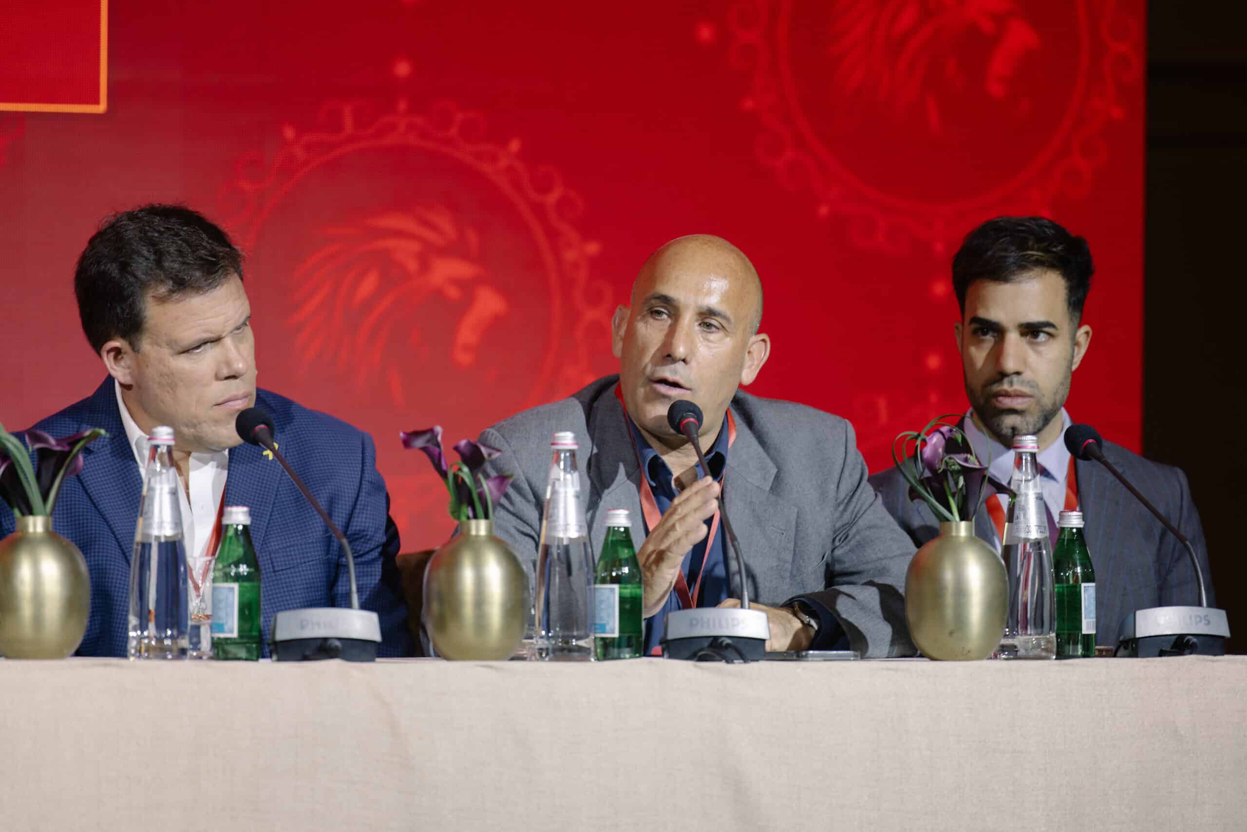 Amir Avivi, center. speaks at the JNS International Policy Summit in Jerusalem, Israel on April 25, 2025. Photo by Shahar Yurman/JNS.